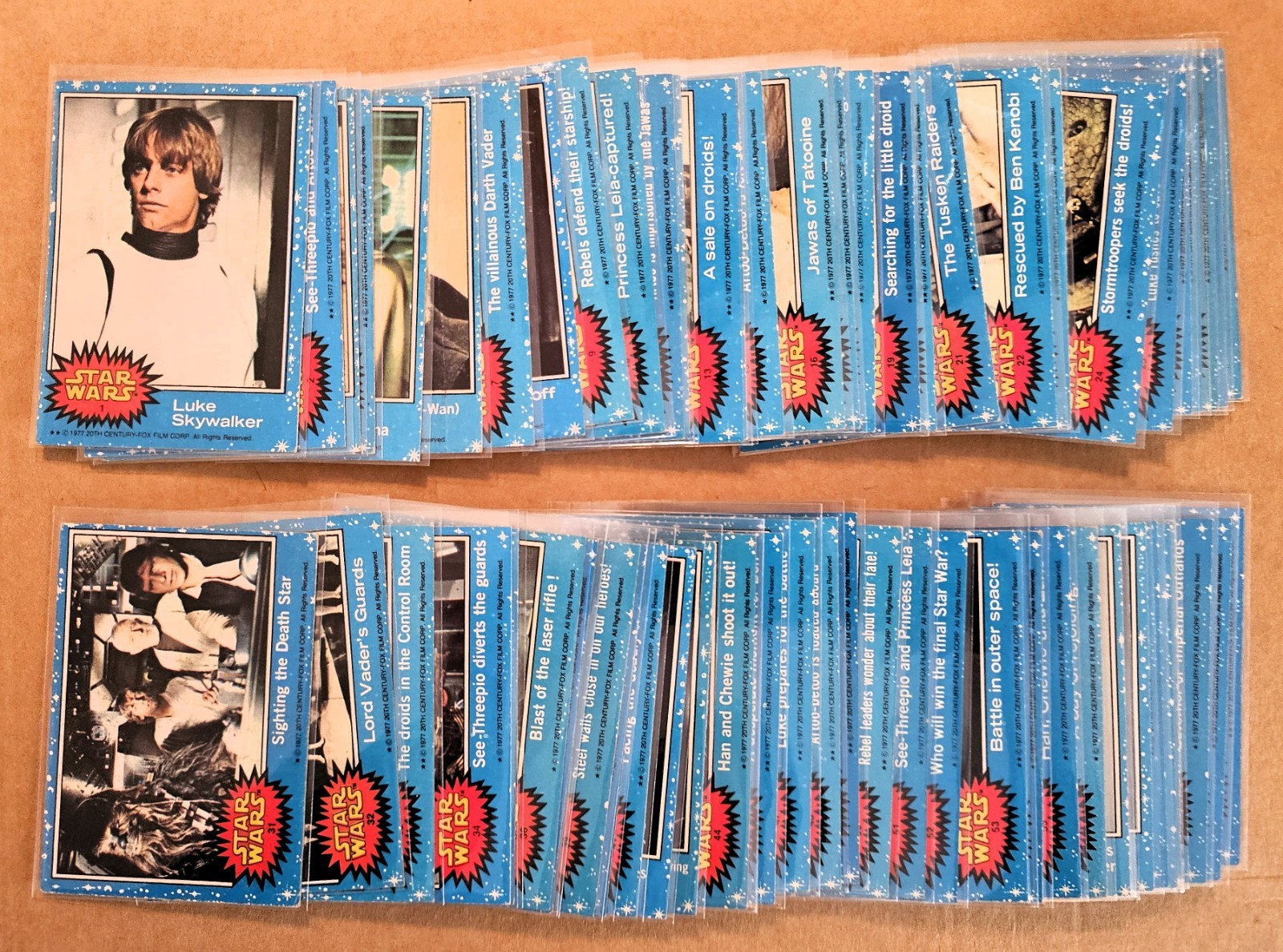 1977 Topps Star Wars Blue Series 1 Complete Set 1-66 Stickers Luke Skywalker EX+ 1977 Topps Star Wars Blue Series 1 Complete Set 1-66 Stickers Luke Skywalker EX+