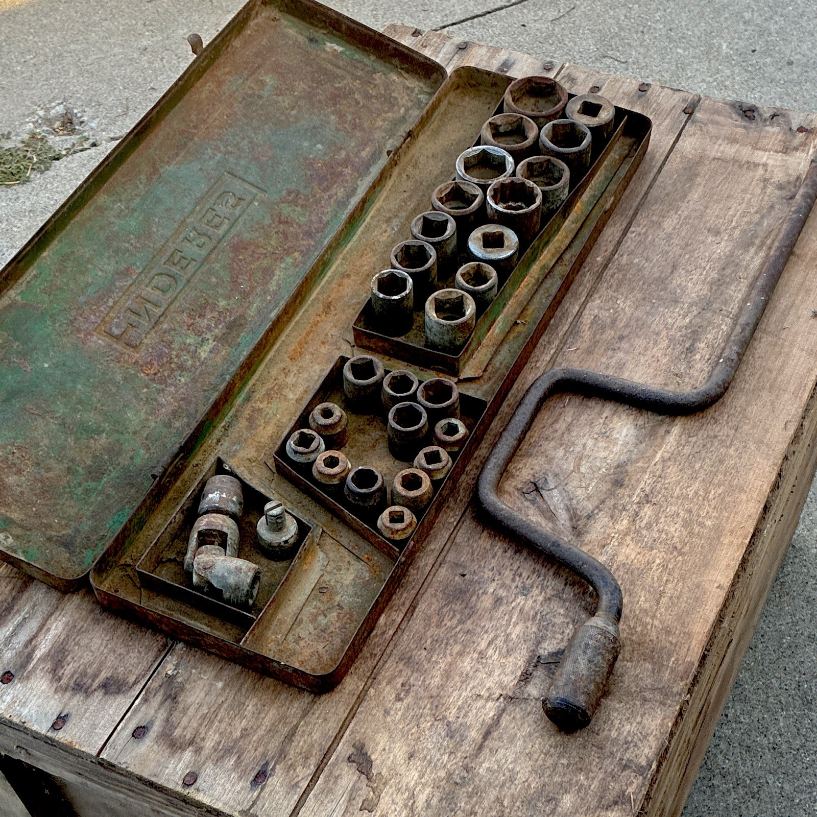 Vintage Enderes Socket Set in Case w/ Crank Handle