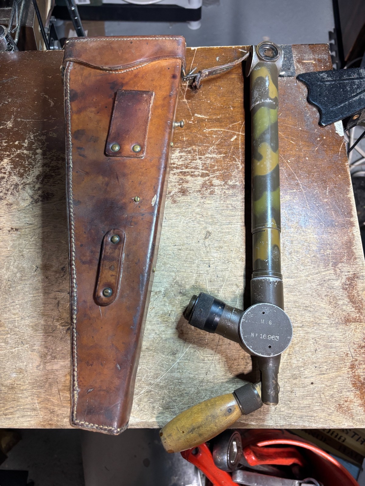WWII era French Trench Periscope Puteaux Huet Grabenperiskop 6X w/ Case
