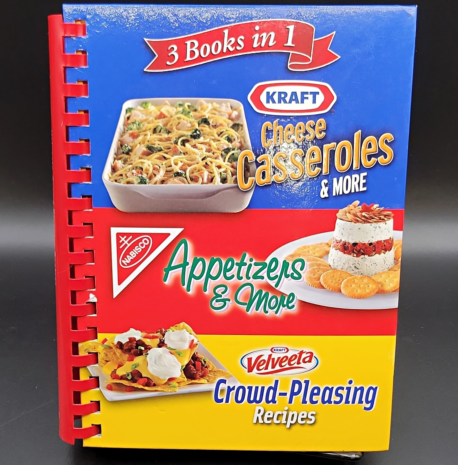3 Books in 1 Spiral-Bound Cookbook Kraft Cheese Casseroles Nabisco Velveeta