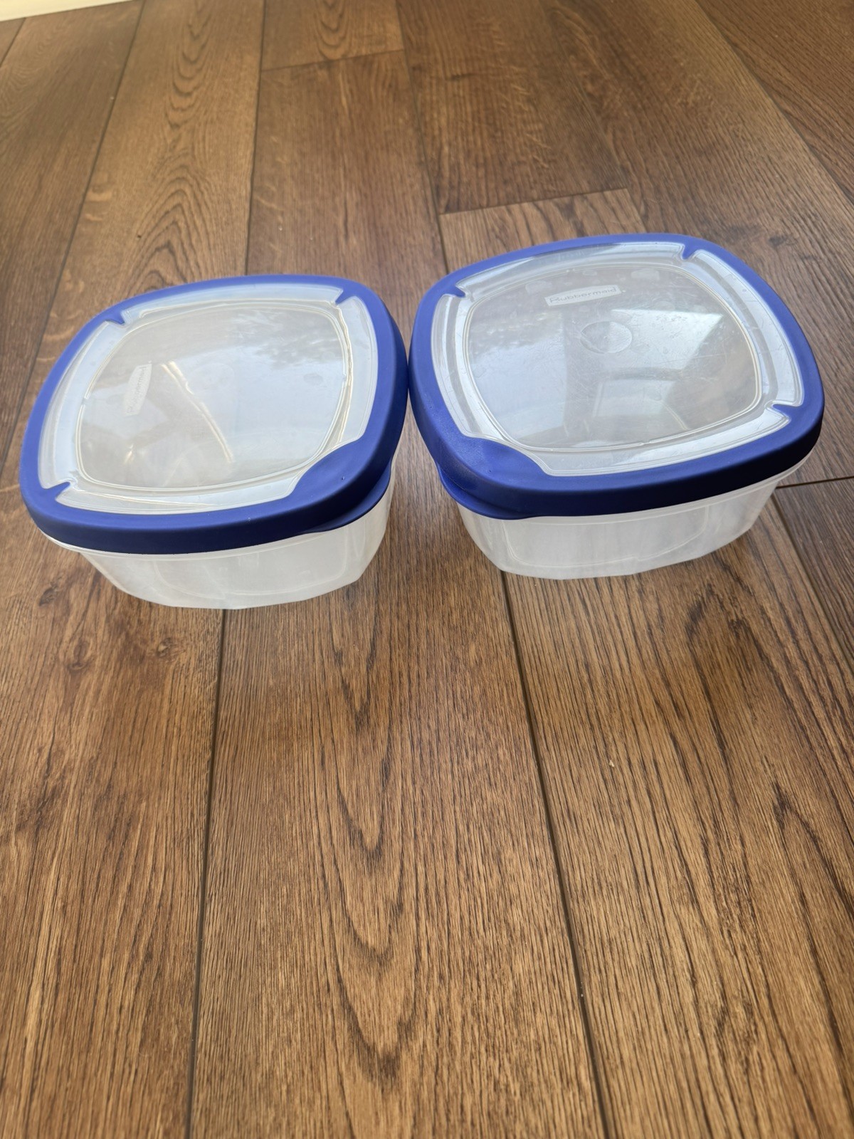 Vintage Rubbermaid 2 QT Servin Saver G Container Blue Rim Lid 1.9L Set Of 2