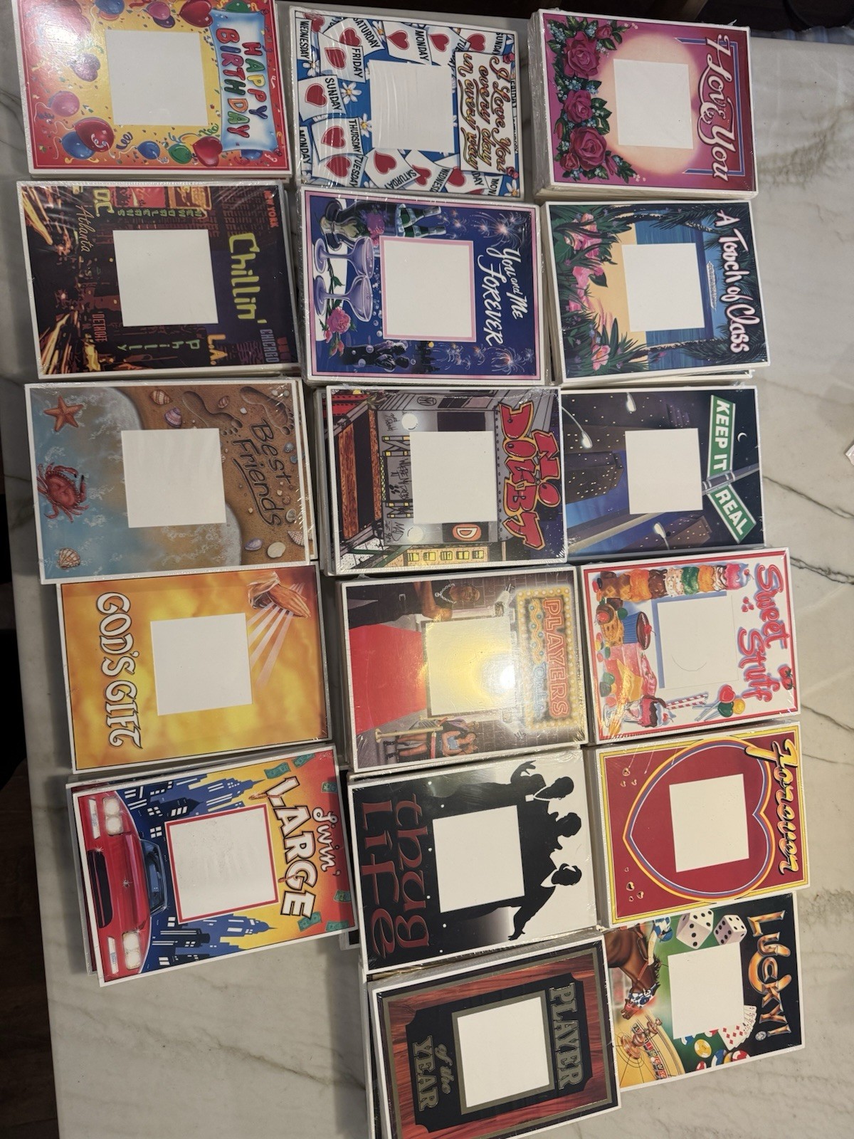 Vintage Photo Frame Cards Lot  90s, Y2K, Love, Friends, Sports, Funny 3x3 USA