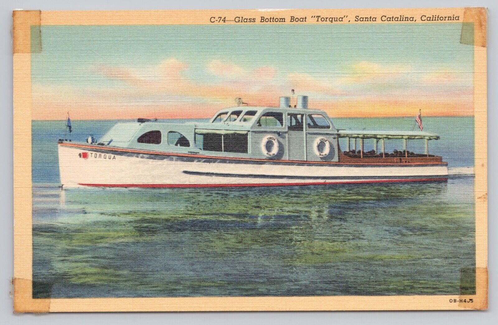 Santa Catalina Island California, Torqua Glass Bottom Tour Boat Vintage Postcard