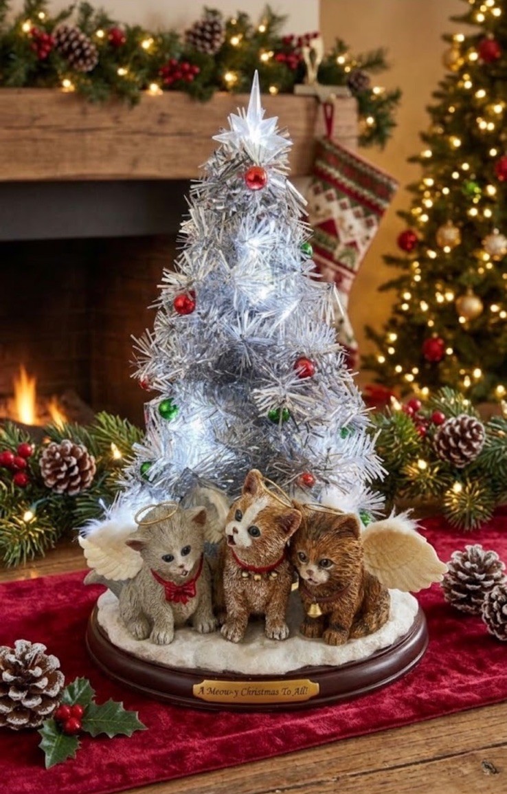 Bradford Exchange Table Christmas Tree:A Meowy Christmas to All Singing Cats New