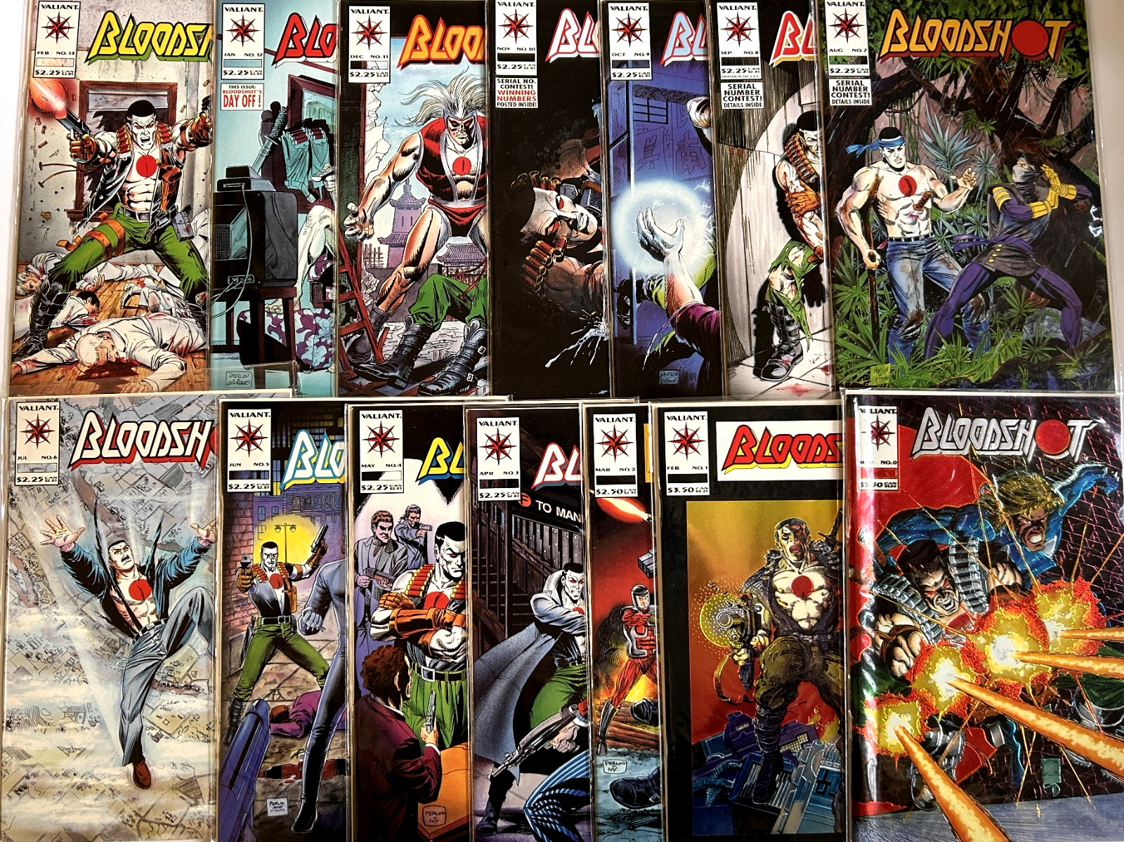 BLOODSHOT: 1 2 3 4 5 6 7 8 9 10 11 12 13 - RUN  - #0 & #1 CHROME COVERS - NM LOT
