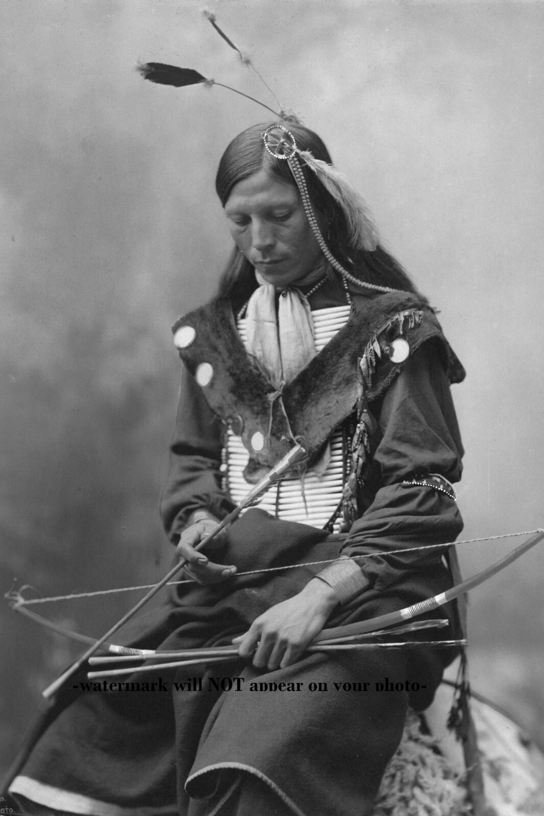 1899 Chief Bone Necklace PHOTO Oglala Lakota Sioux Indian Native American