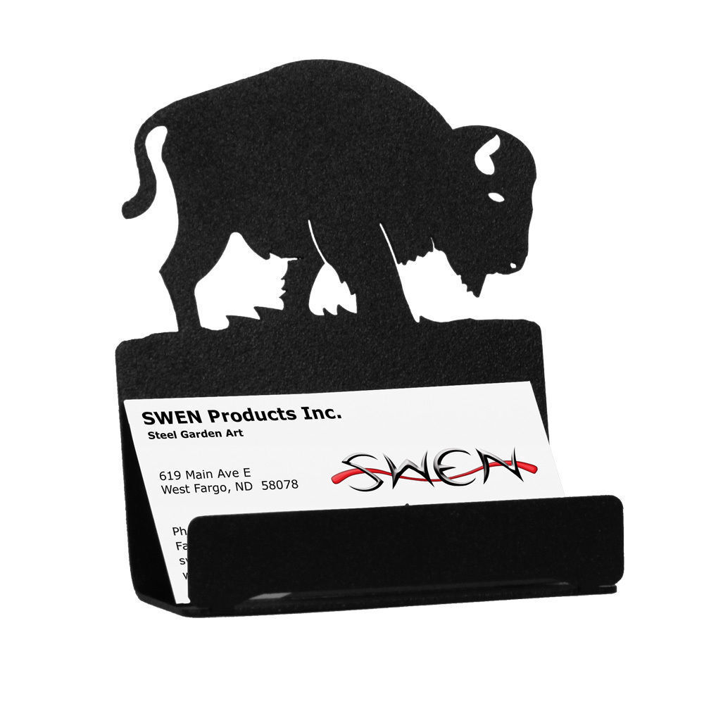 SWEN Products BISON BUFFALO Black Metal Business Card Holder