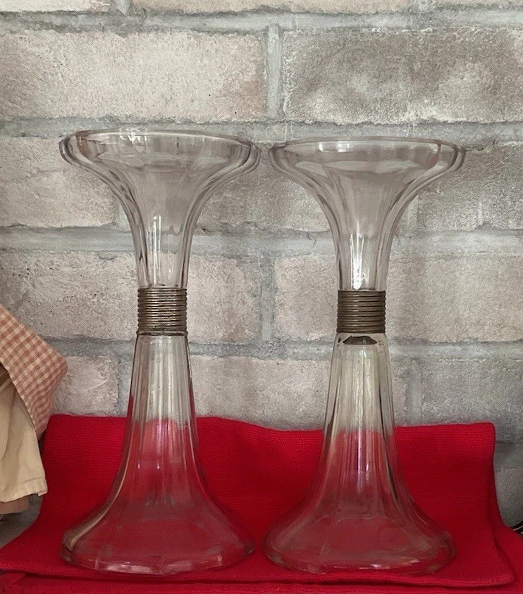 Vtg.Antique Glass 10 1/2” X 5” — 2 Part Riser Hat Display Shelf Pillars Original Vtg.Antique Glass 10 1/2” X 5” — 2 Part Riser Hat Display Shelf Pillars Original