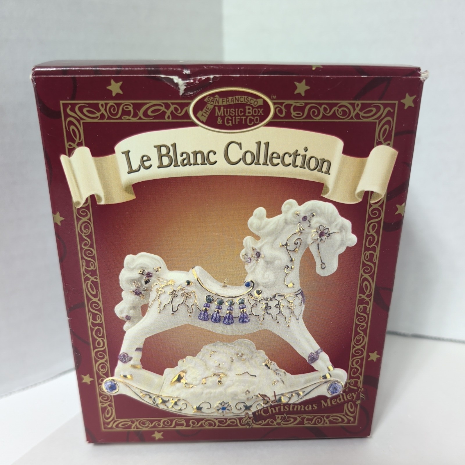 San Francisco Music Box Co Christmas Rocking Horse Ceramic Musical Ornament  4”