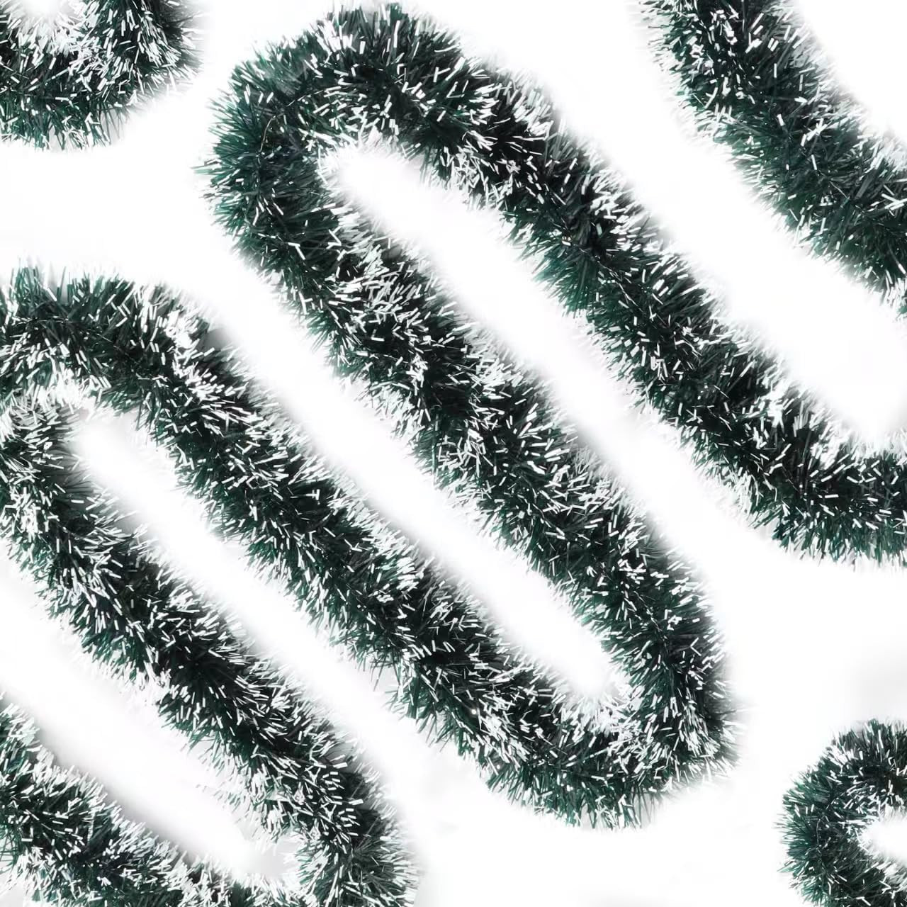 50FT Green Christmas Tinsel Garland, Xmas Metallic Tinsel Twist Hanging Garland 50FT Green Christmas Tinsel Garland, Xmas Metallic Tinsel Twist Hanging Garland