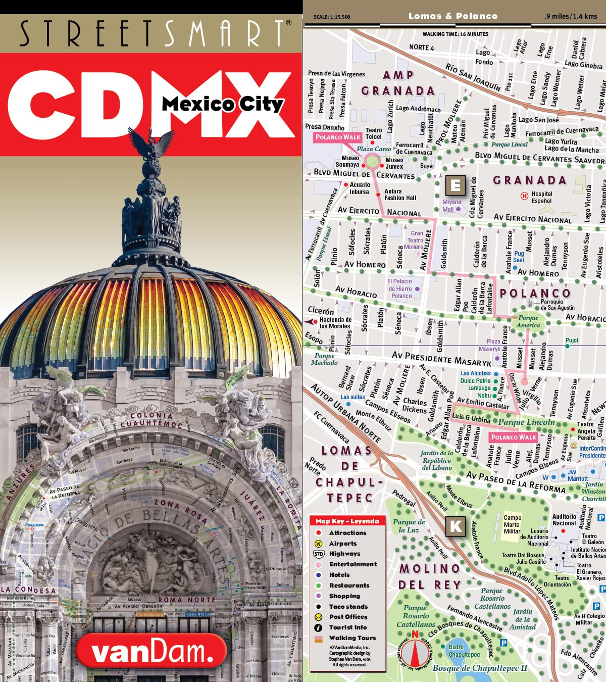 Streetsmart Mexico City Map by Vandam â€“ Laminated City Center Street Map of...