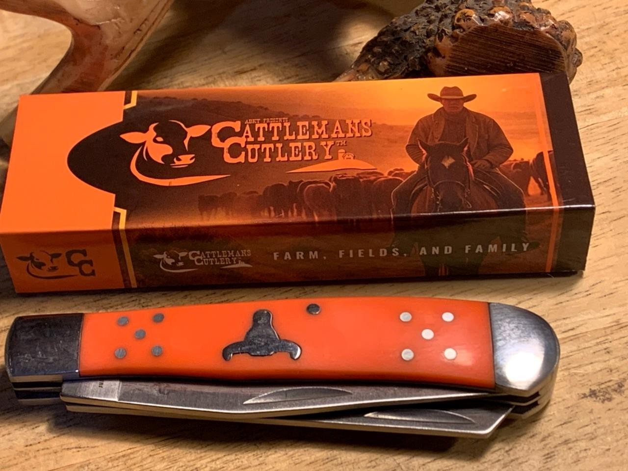 Cattleman's Cutlery Orange Delrin Trapper 4 1/8 Cattleman's Cutlery Orange Delrin Trapper 4 1/8