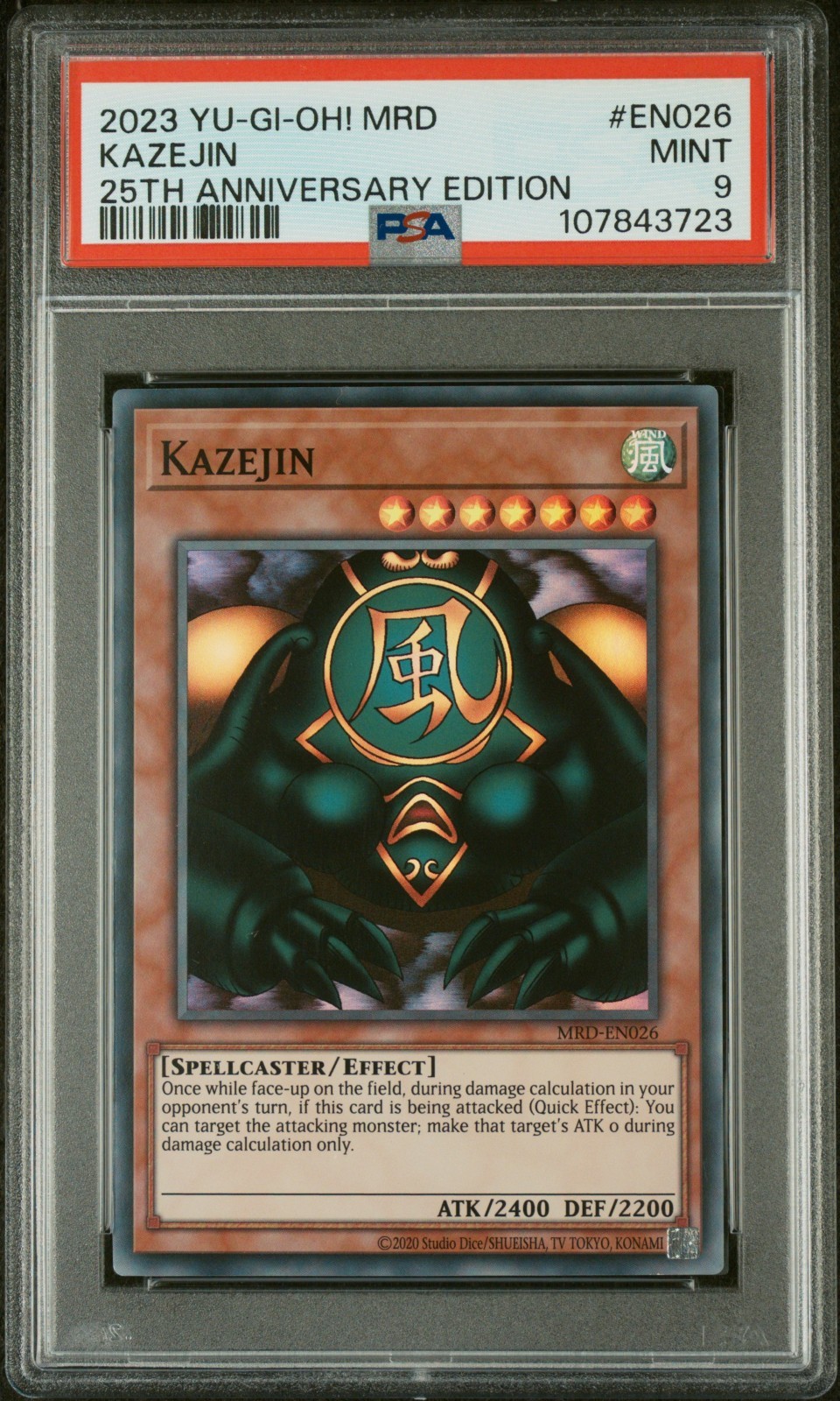 Kazejin MRD-EN026 | Super Rare | YuGiOh Metal Raiders | PSA 9 Kazejin MRD-EN026 | Super Rare | YuGiOh Metal Raiders | PSA 9