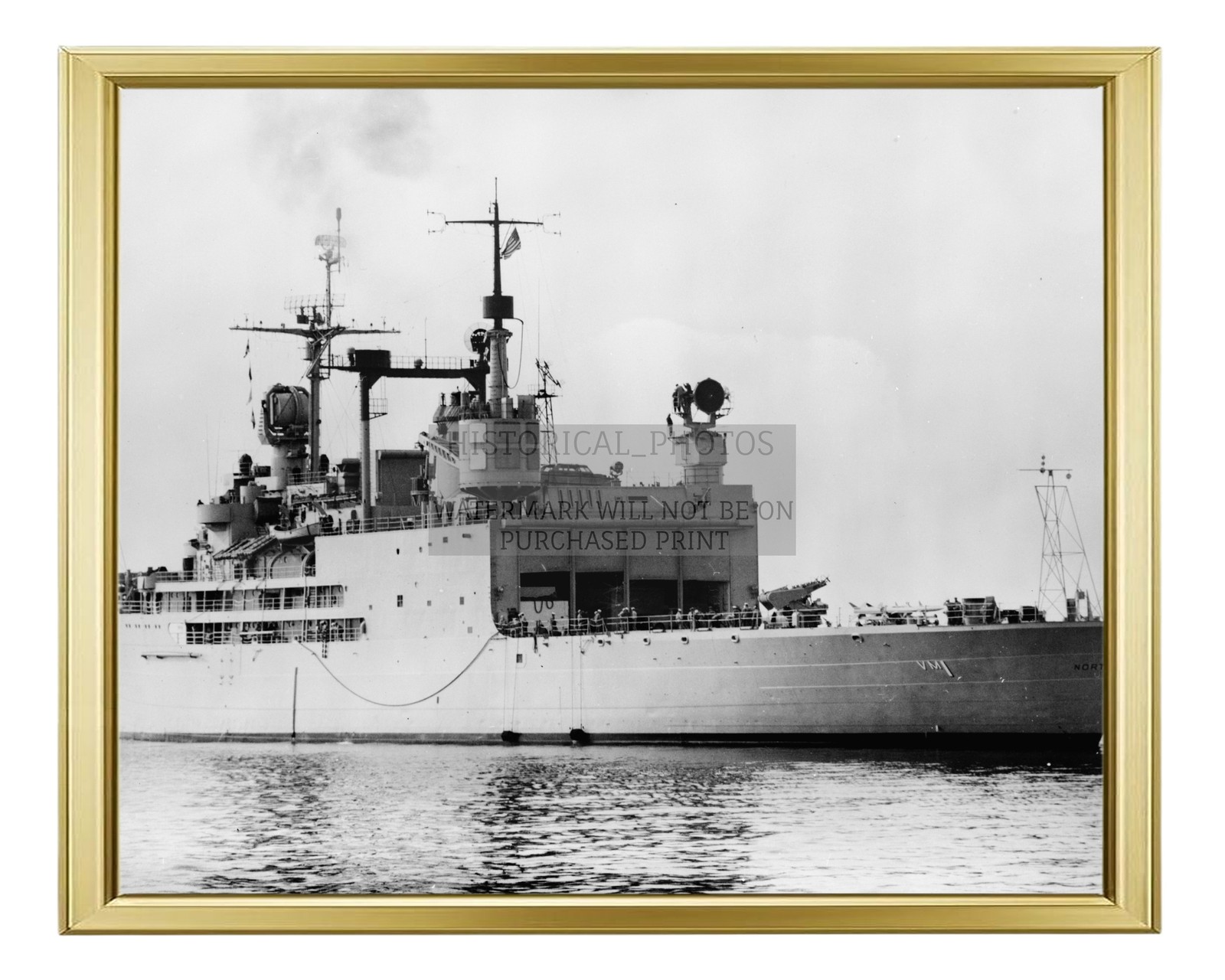 USS NORTON SOUND AVM-1 MISSILE TEST SHIP SAN 8X10 GOLD FRAMED PHOTO