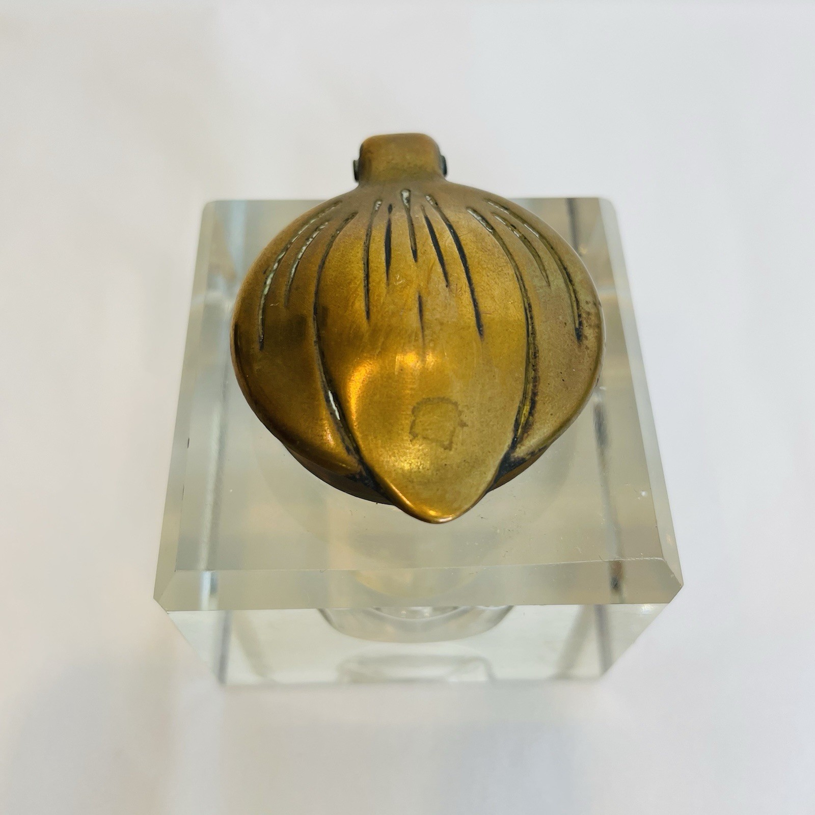 Antique 1900 KRALIK Design Brass Cut Glass ART NOUVEAU Inkwell OEP DRGM