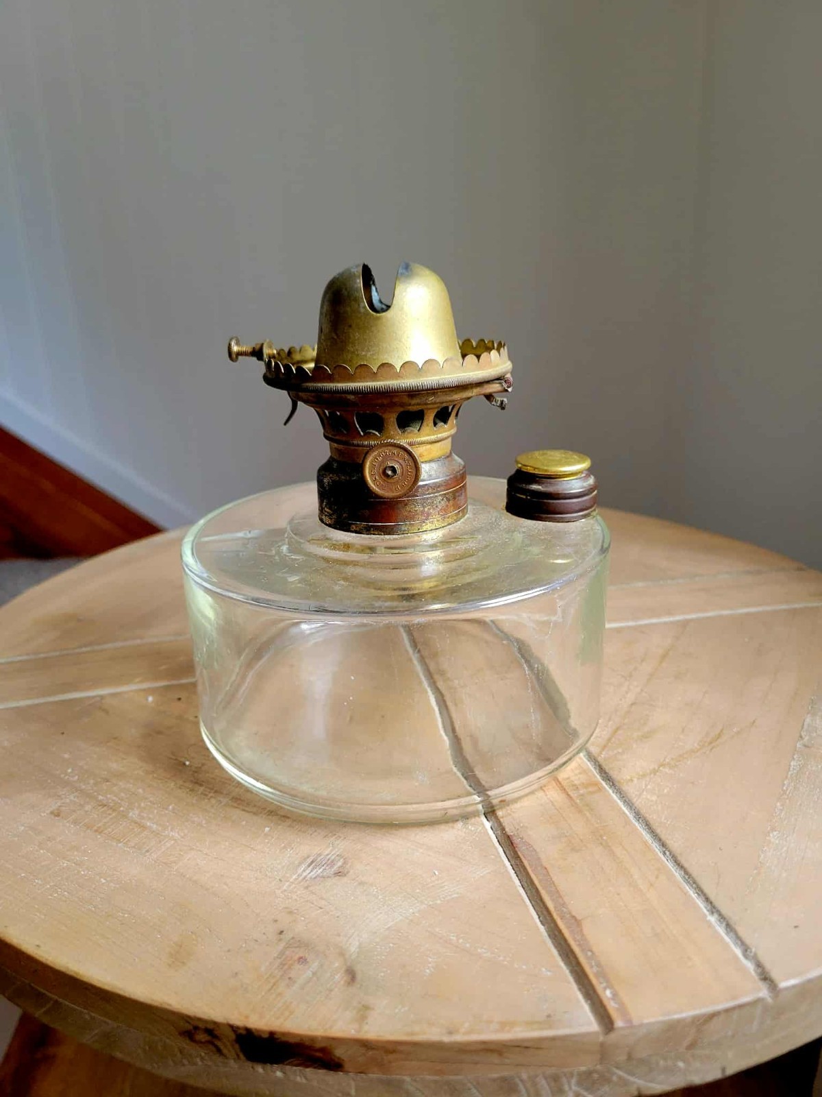 Antique 1868 Bradley\'s Security Oil Kerosene Lamp Glass Font & Burner Antique 1868 Bradley\'s Security Oil Kerosene Lamp Glass Font & Burner