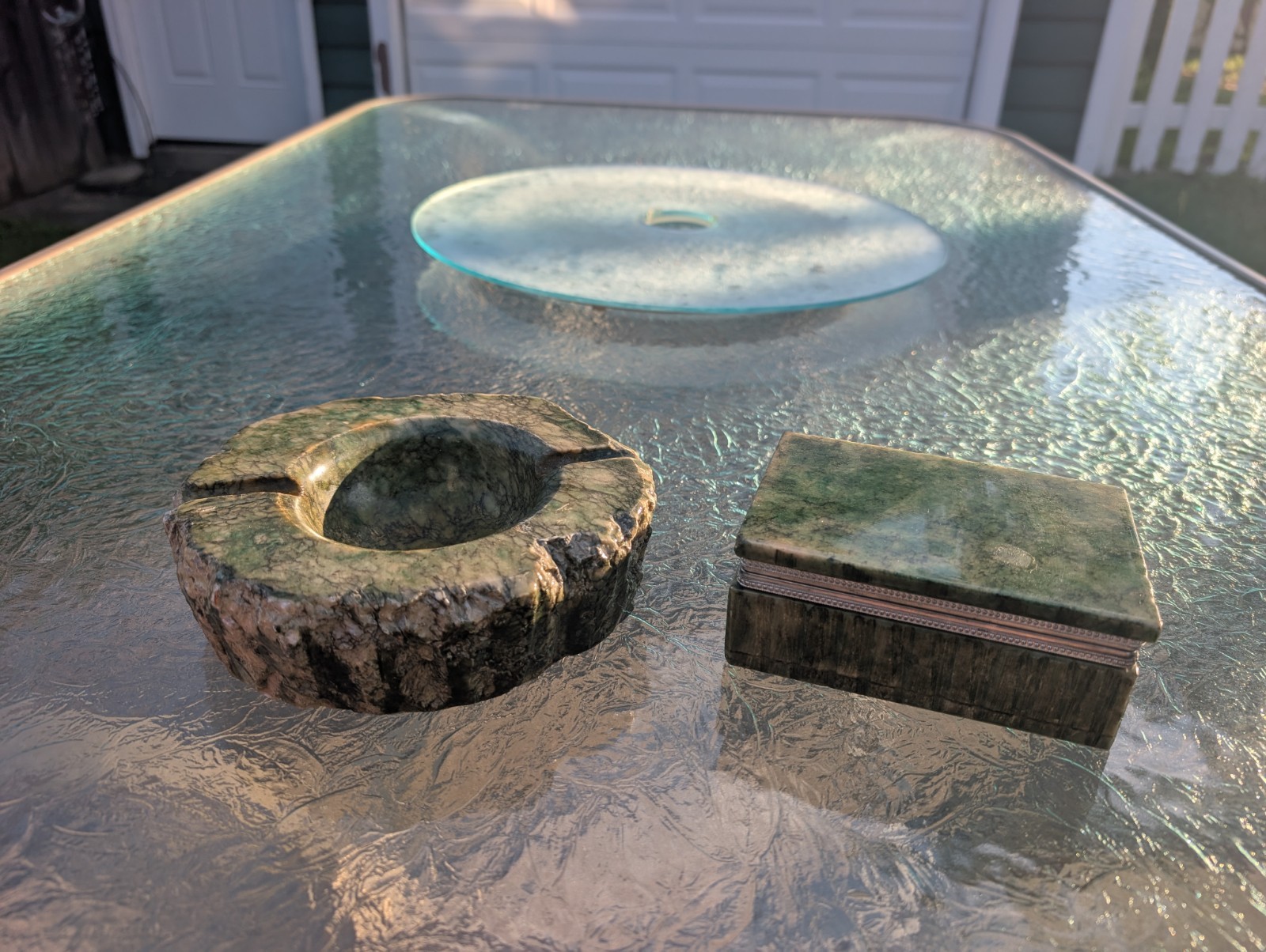 Vintage Romano Bianchi Green Alabaster Smoking Set Ashtray And Cigarette Box Vintage Romano Bianchi Green Alabaster Smoking Set Ashtray And Cigarette Box