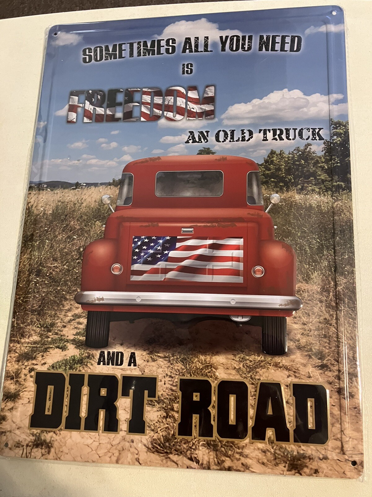 American Farmland Vintage Pickup Truck All You Need Is Freedom Tin Sign
