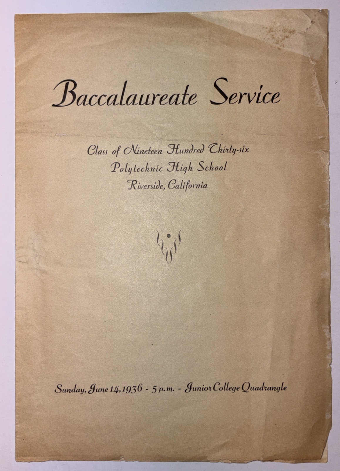 Polytechnic High School Riverside Calif. Baccalaureate Service Program 1936 Polytechnic High School Riverside Calif. Baccalaureate Service Program 1936