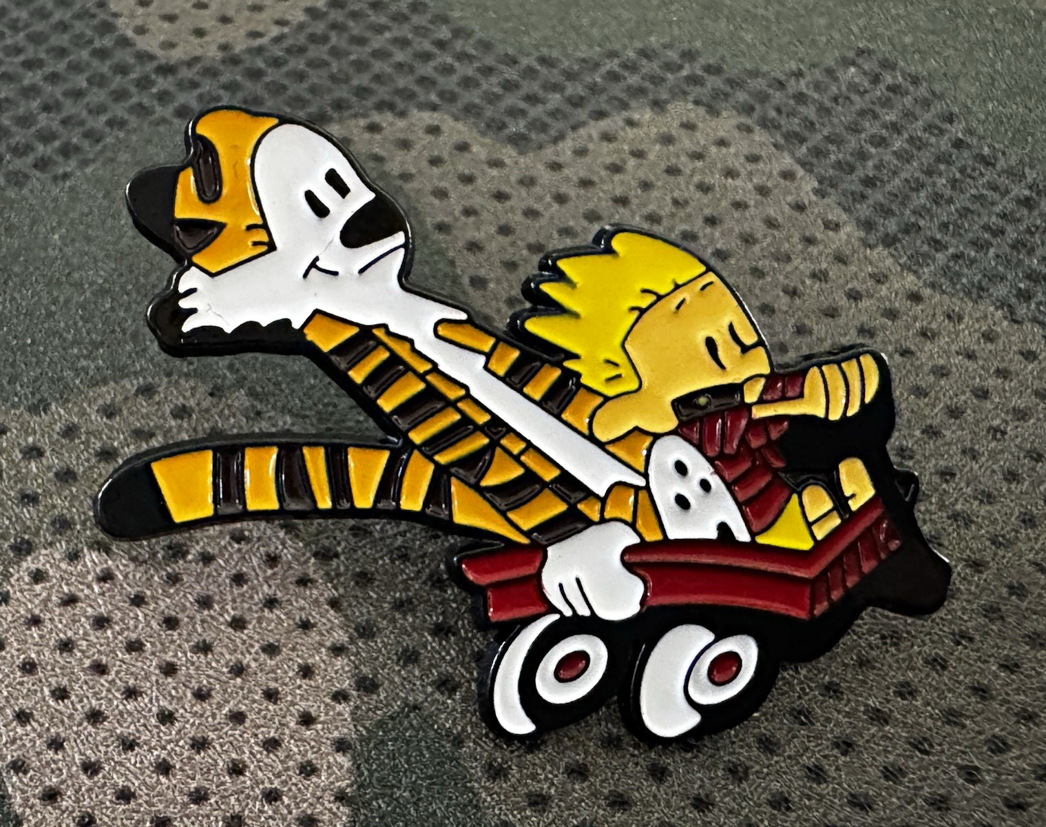 New rare Calvin and Hobbes Lapel Pin adventure wagon hat backpack pin New rare Calvin and Hobbes Lapel Pin adventure wagon hat backpack pin