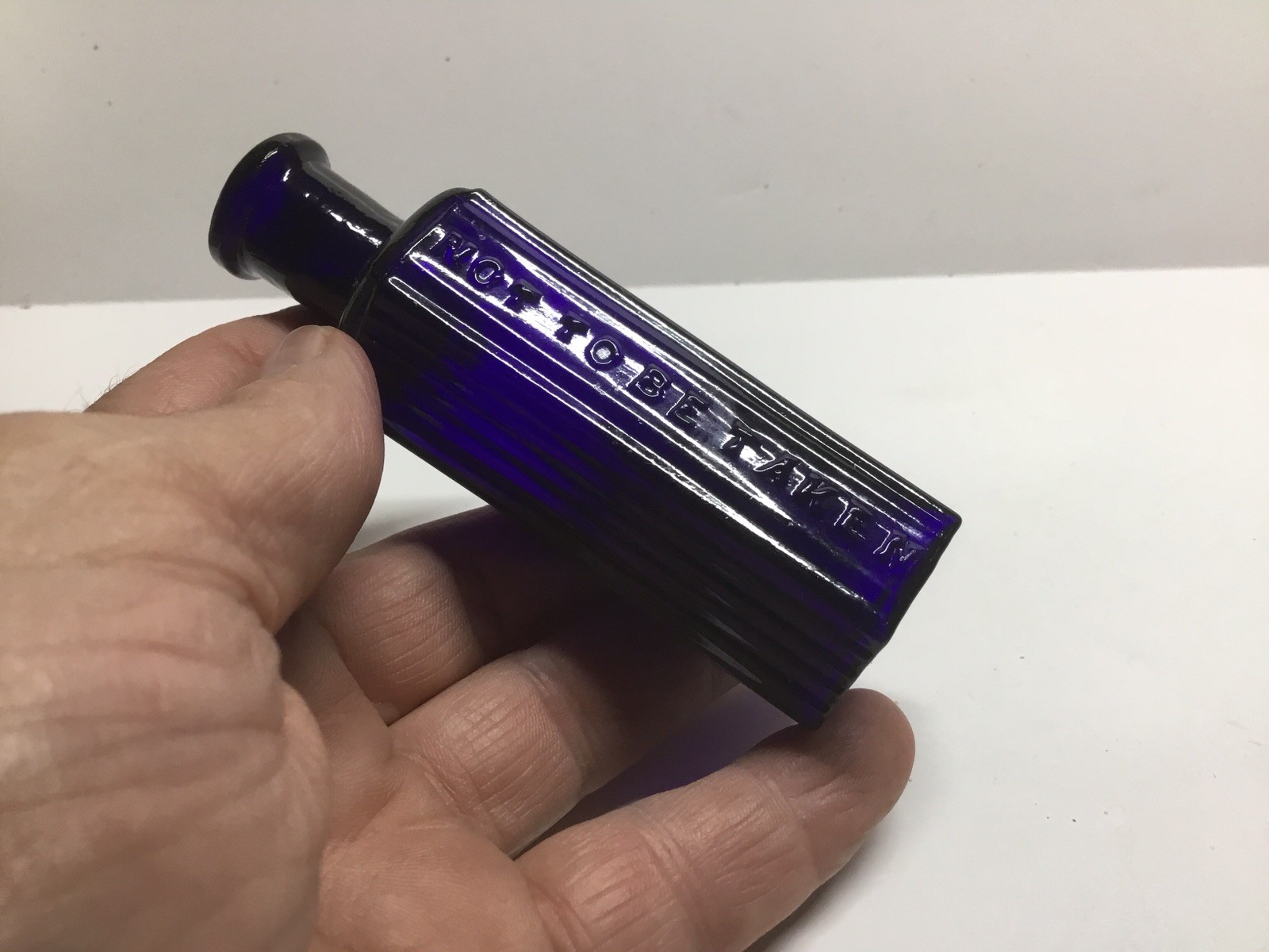 Antique 6 Sided Cobalt Blue Not To Be Taken Poison Bottle. 1 1/2 Oz. Antique 6 Sided Cobalt Blue Not To Be Taken Poison Bottle. 1 1/2 Oz.