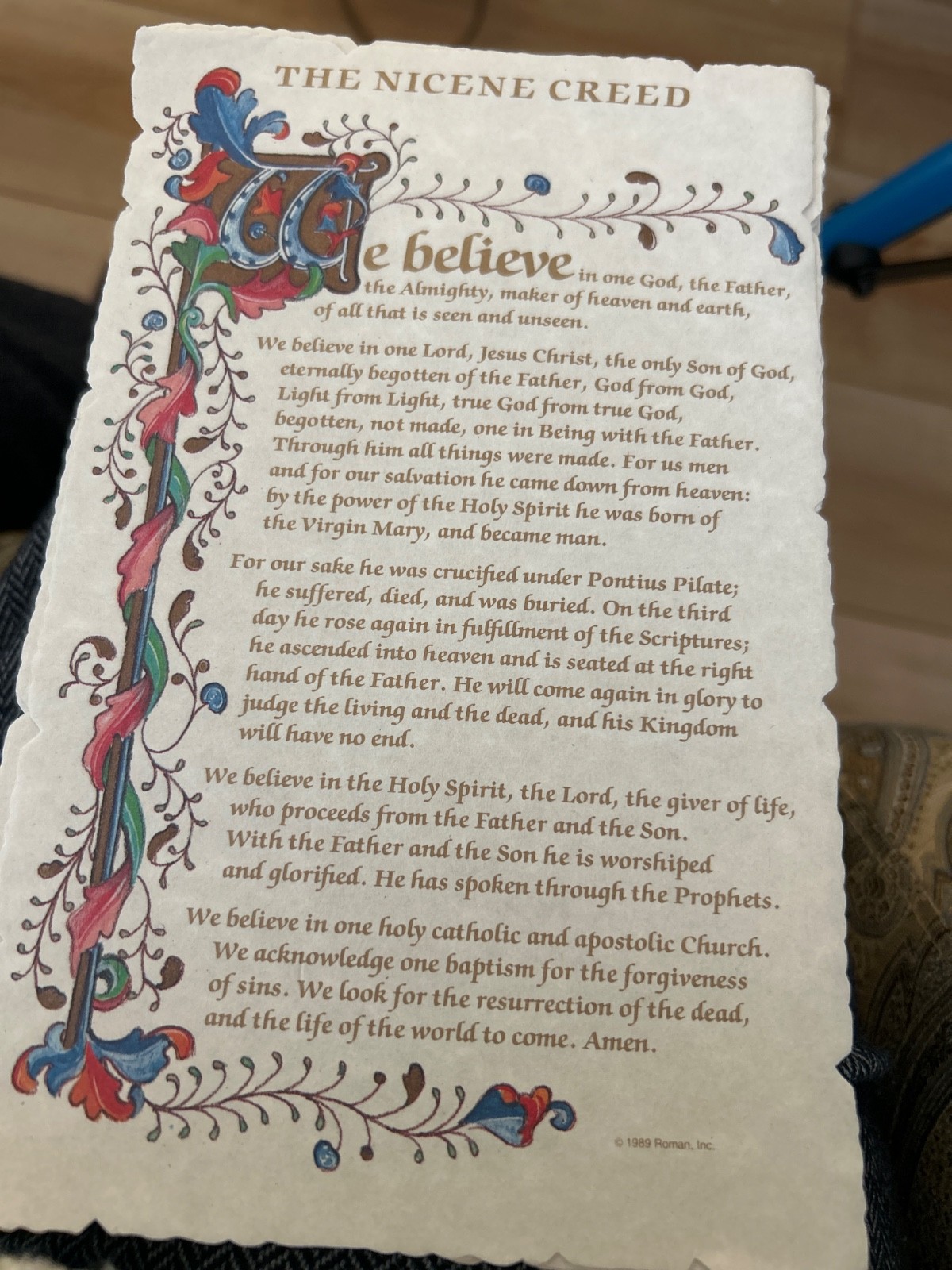 Nicene Creed Certificate