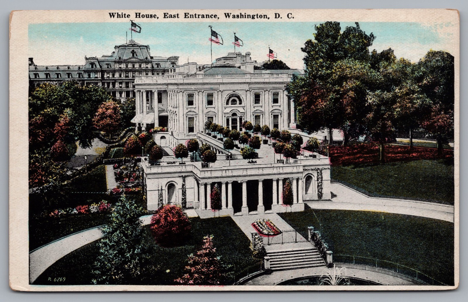 White House East Entrance Washington DC Vintage Postcard TS-292