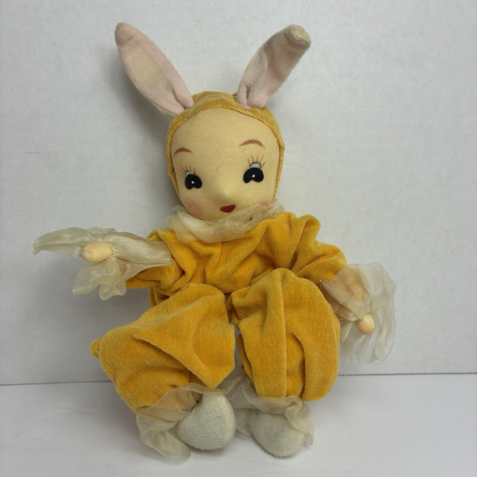 Vintage Sarco Japan Mop-Pets Stockinette Knee-Hugger Pixie Bunny - Yellow