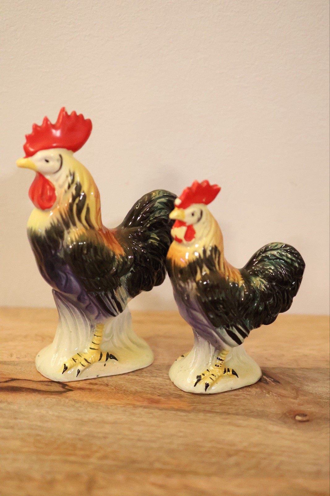 Vintage Ceramic Rooster Hen Figurine Set Mid Century Country Farmhouse Decor Vintage Ceramic Rooster Hen Figurine Set Mid Century Country Farmhouse Decor