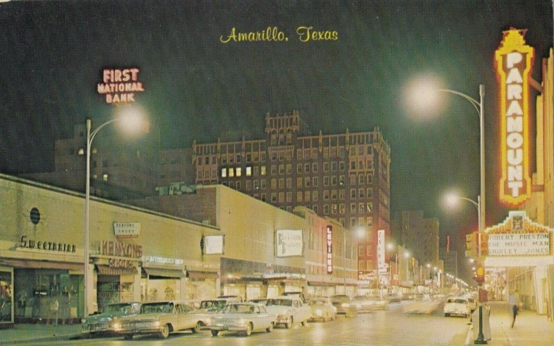 AMARILLO Texas 1950-60s Night view of Polk Street Version 2 OLD PHOTO