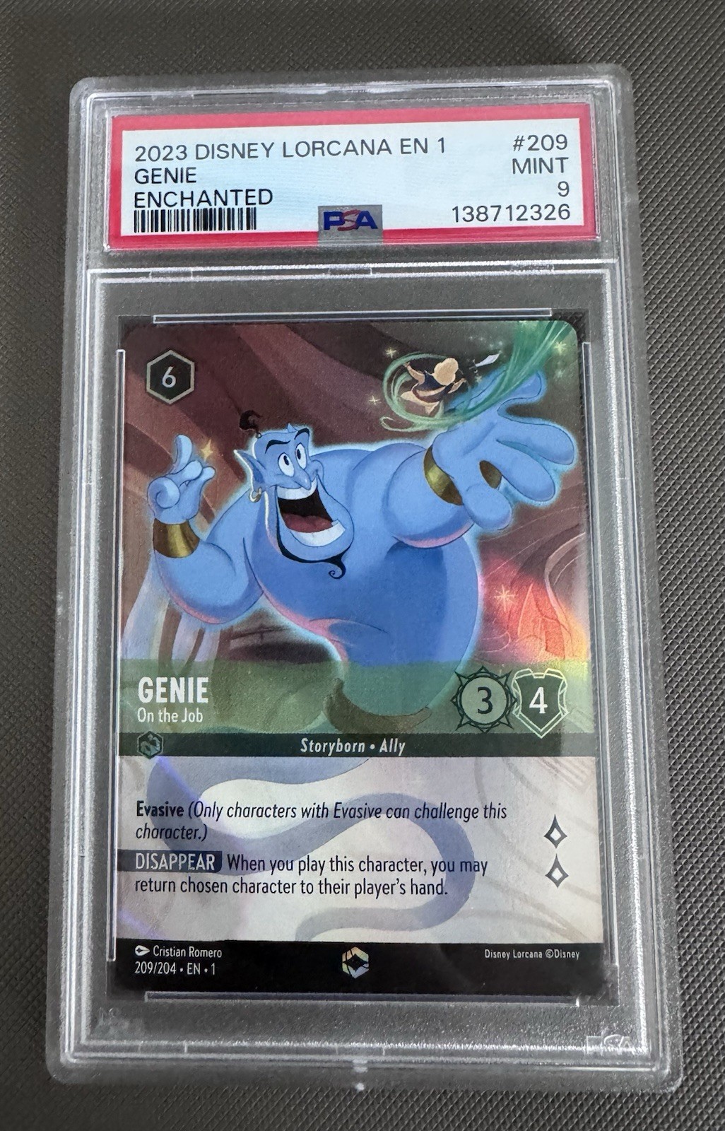 Disney Lorcana Enchanted First Chapter Genie PSA 9 Disney Lorcana Enchanted First Chapter Genie PSA 9