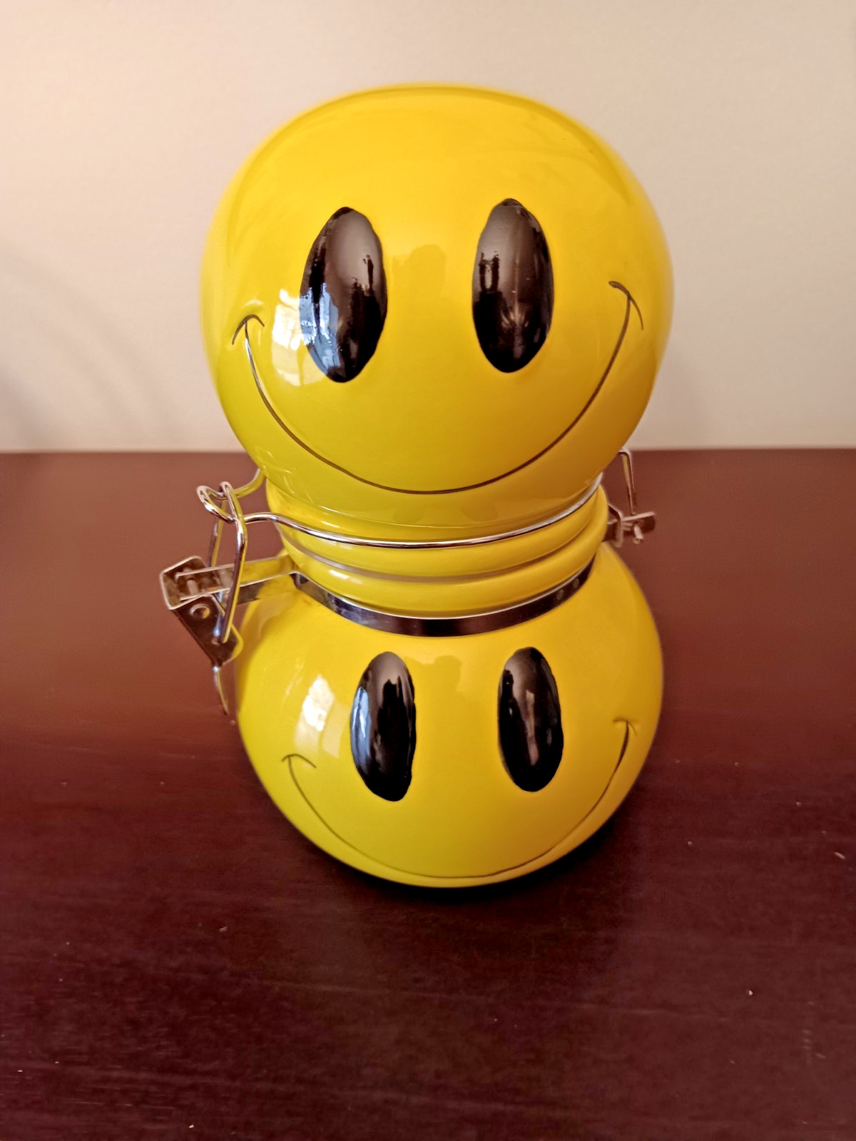 Boston Warehouse Smiley Face Ceramic Canister Jar Candy Holder
