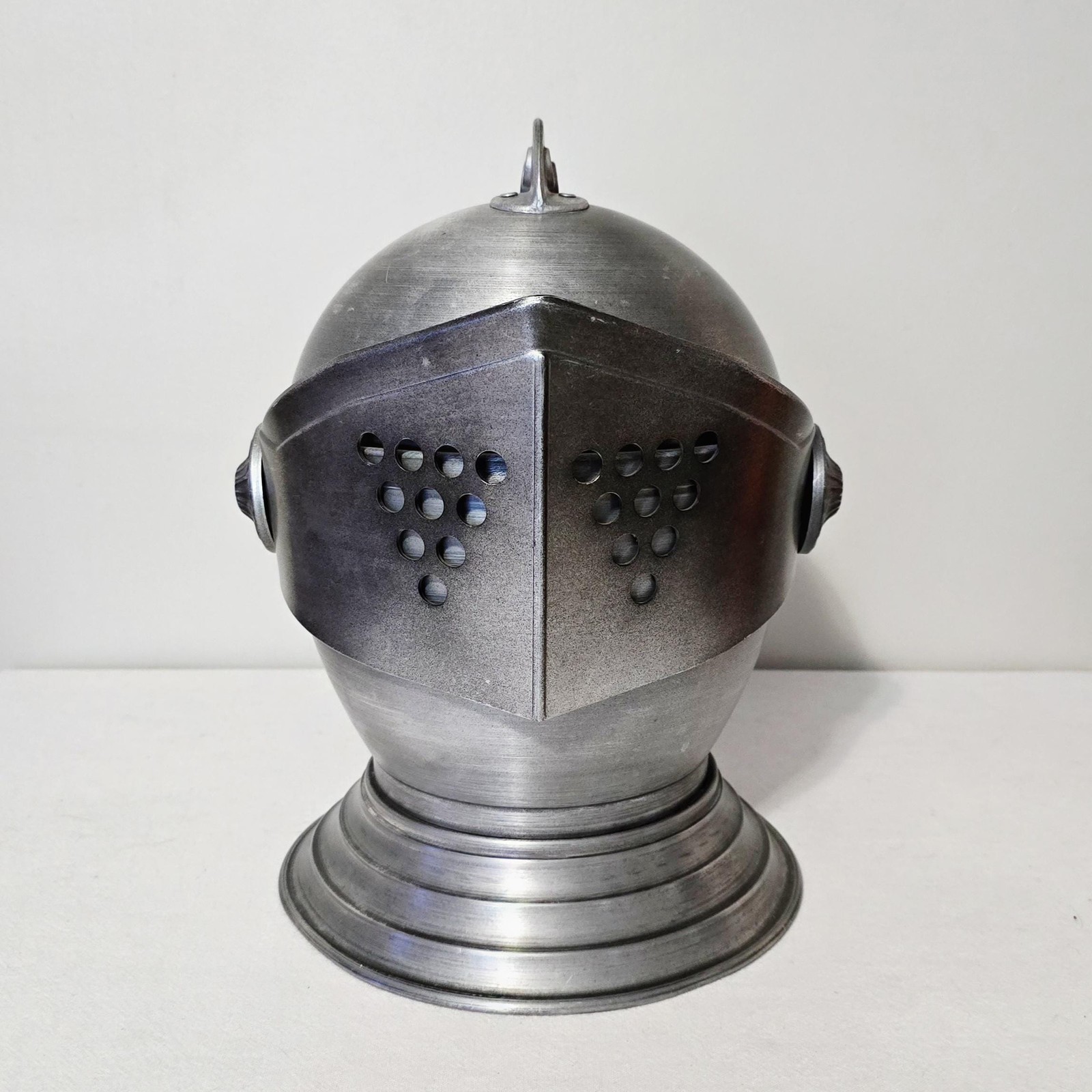 Vintage Italian Knight Helmet Metal Ice Bucket, Mid Century Made In Italy