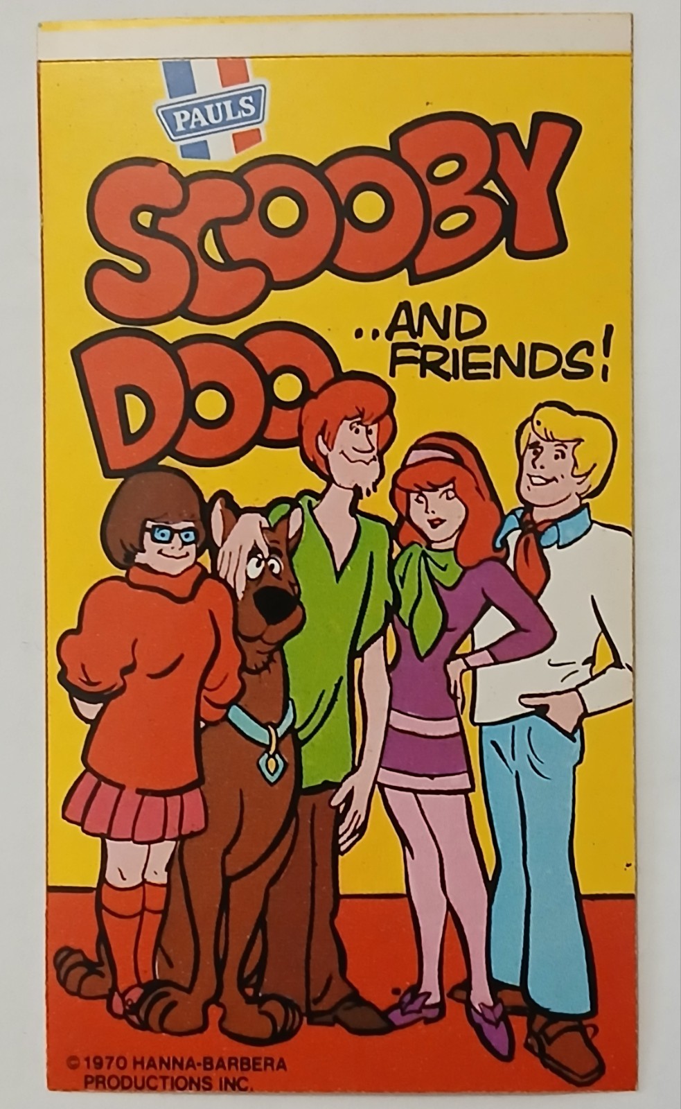 1970 VERY LIMITED HANNA-BARBERA SCOOBY DOO AND FRIENDS PAULS ICE CREAM STICKER B