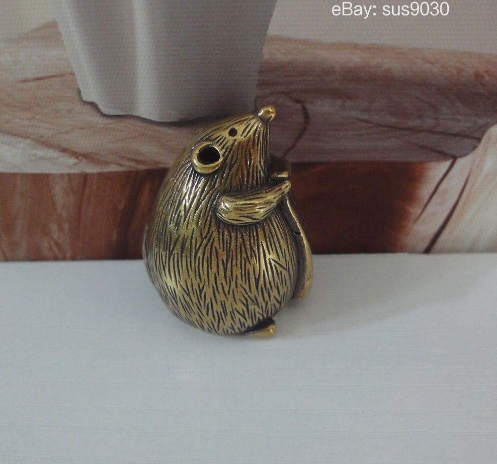 Vintage Brass Rat Figurine Statue Desk Ornament