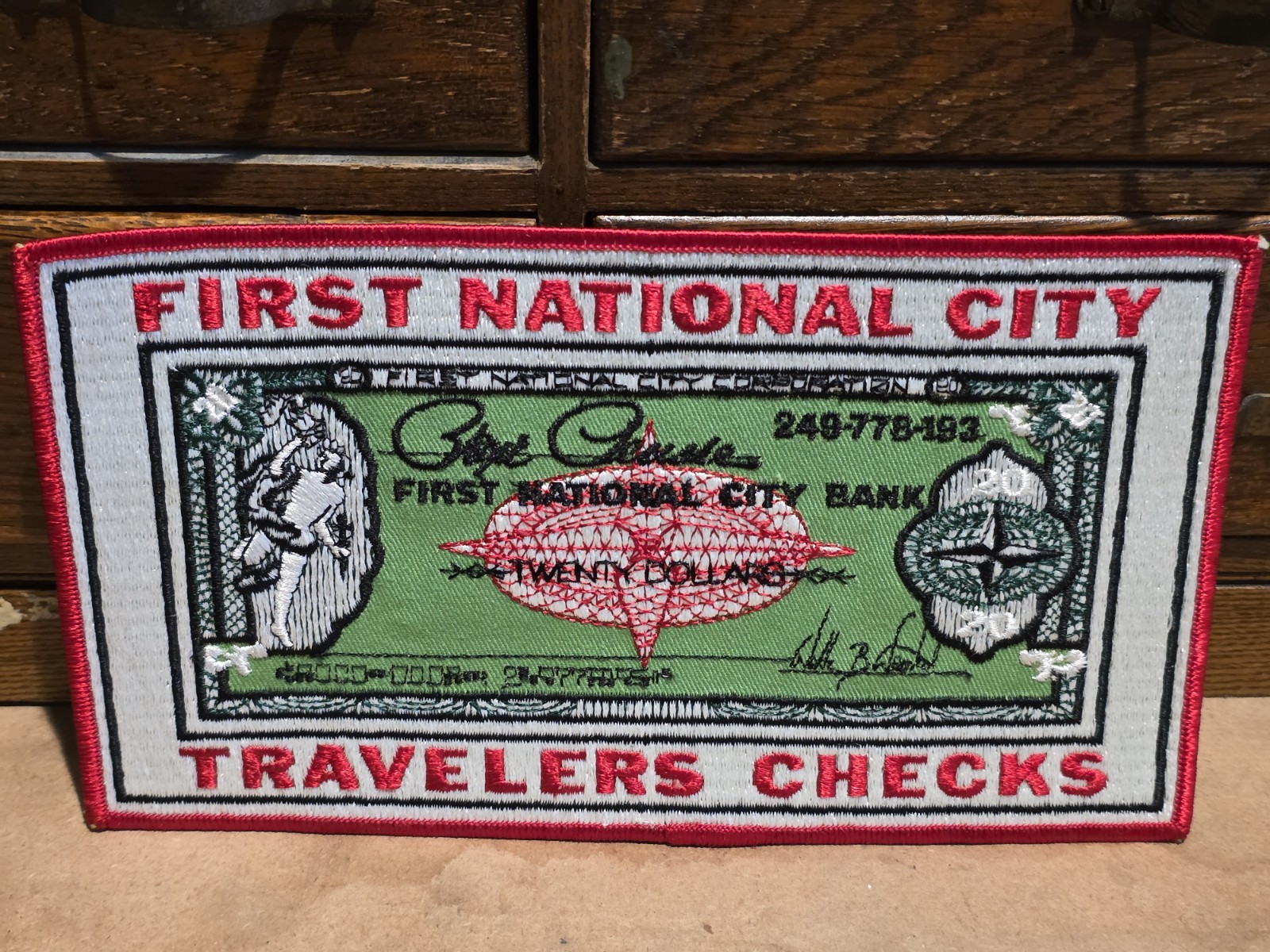 🔥 Rare Vintage Travelers Checks Large Embroidered Patch NOS