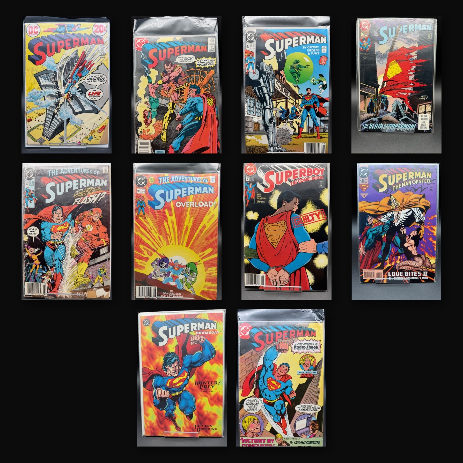 Superman Lot 10 Bronze Copper 262 392 46 75 Adventures 463 469 Radio Shack Promo