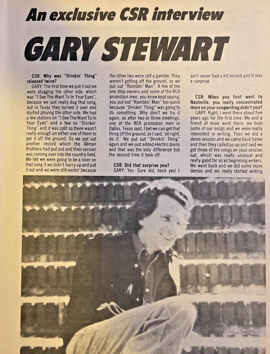 1976 Country Singer Gary Stewart 1976 Country Singer Gary Stewart