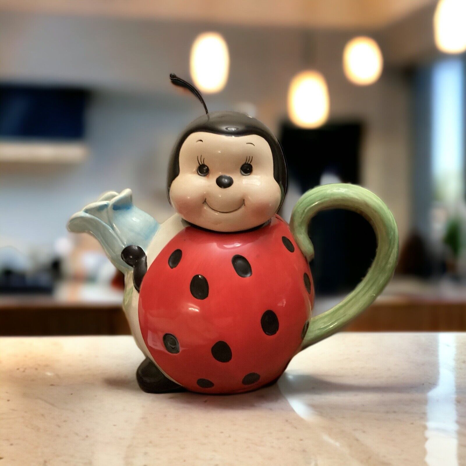 Ladybug Teapot Tea Pot Burton and Burton Cute Kitschy Missing One Antenna