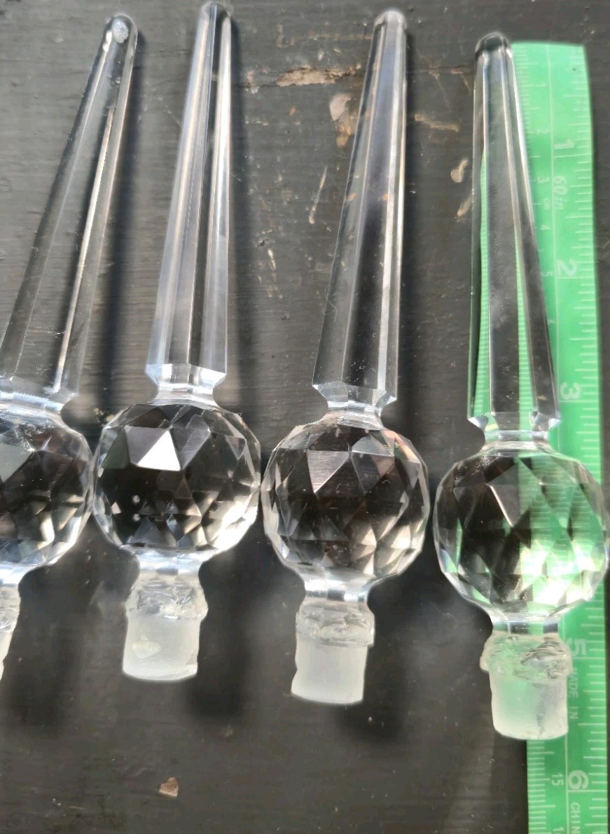 Vintage Czech Crystal Chandelier Spikes  Obelisk Prisms 2.5cm Plug