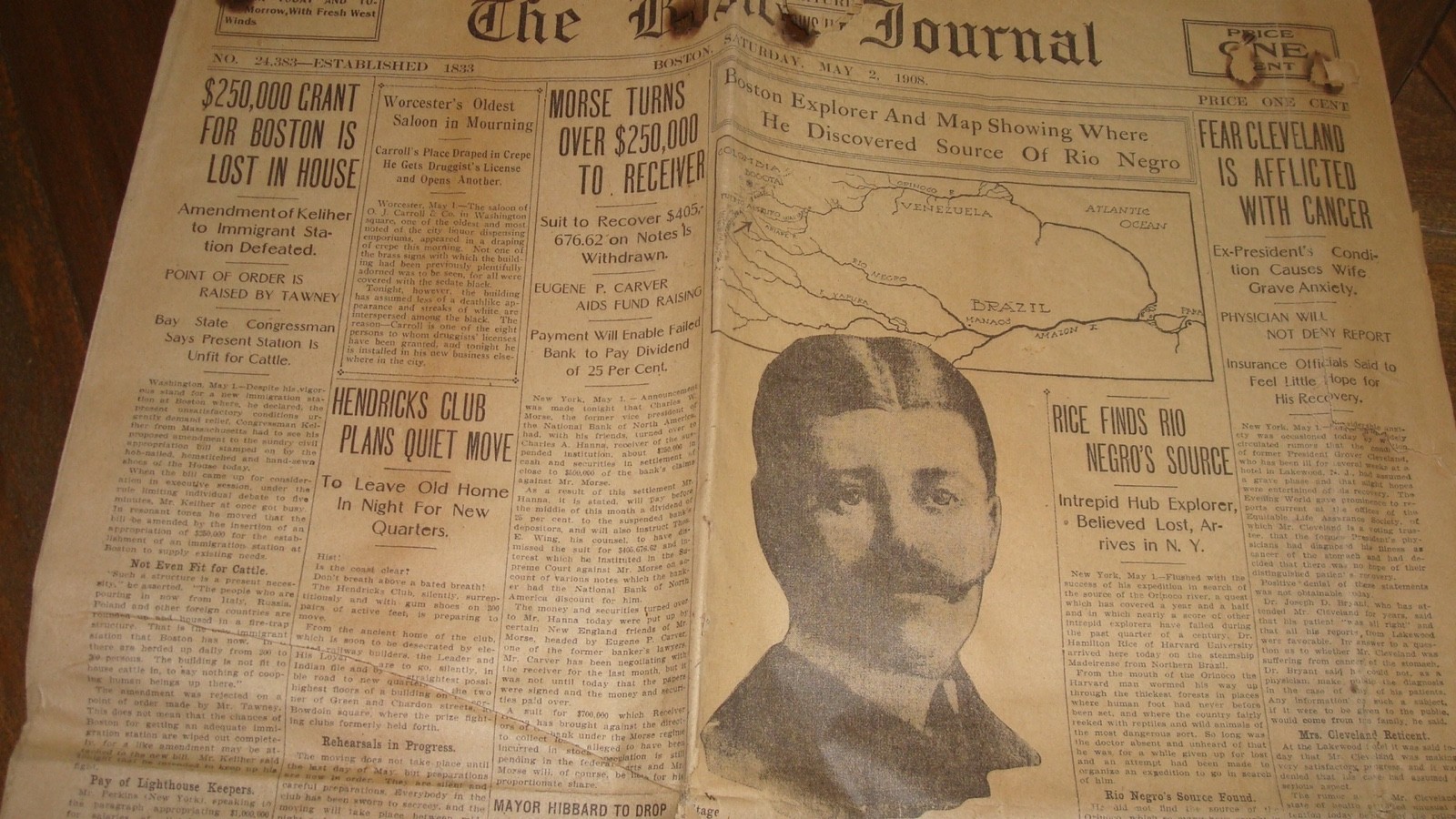 1908 Boston Journal Newspaper, see description- Houdini + many strange headlines