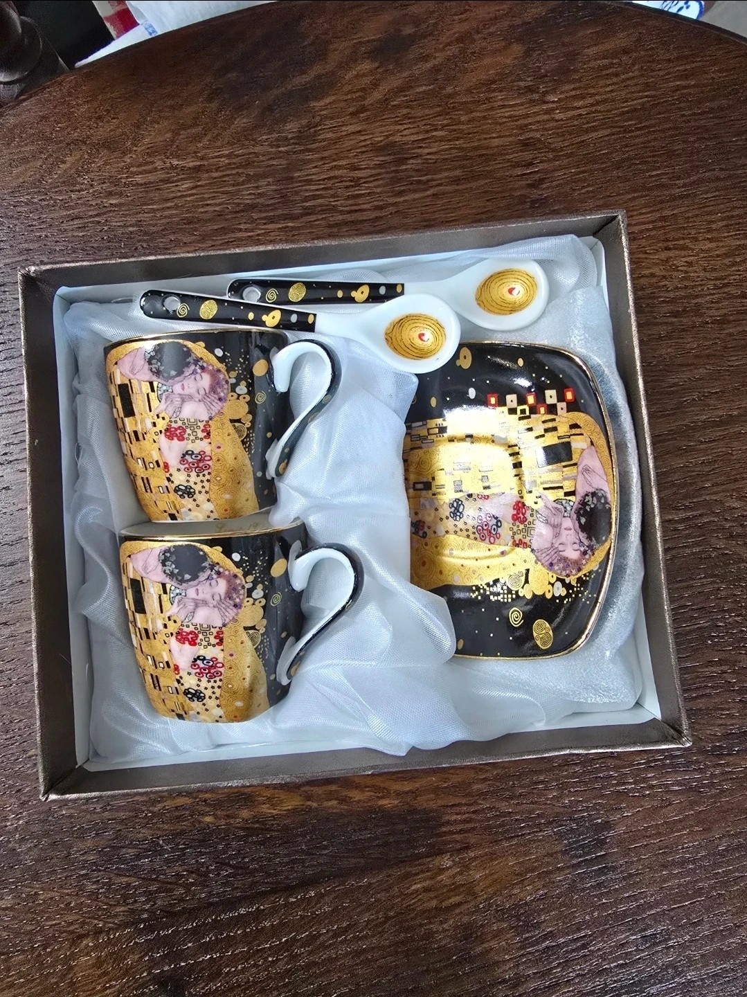 Gustav Klimt The Kiss Demitasse Cup Saucer Spoon Set Gustav Klimt The Kiss Demitasse Cup Saucer Spoon Set