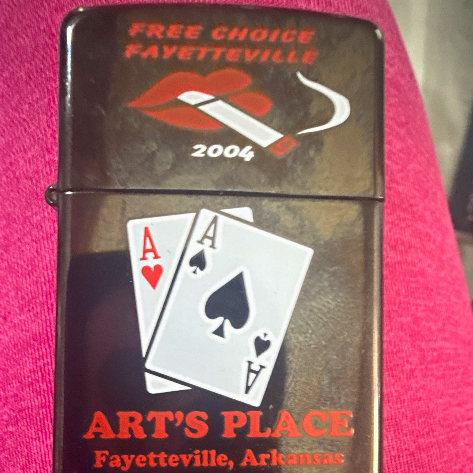 Zippo Art\'s Place Lighter Free Choice Fayetteville AR 2004 Playing Cards