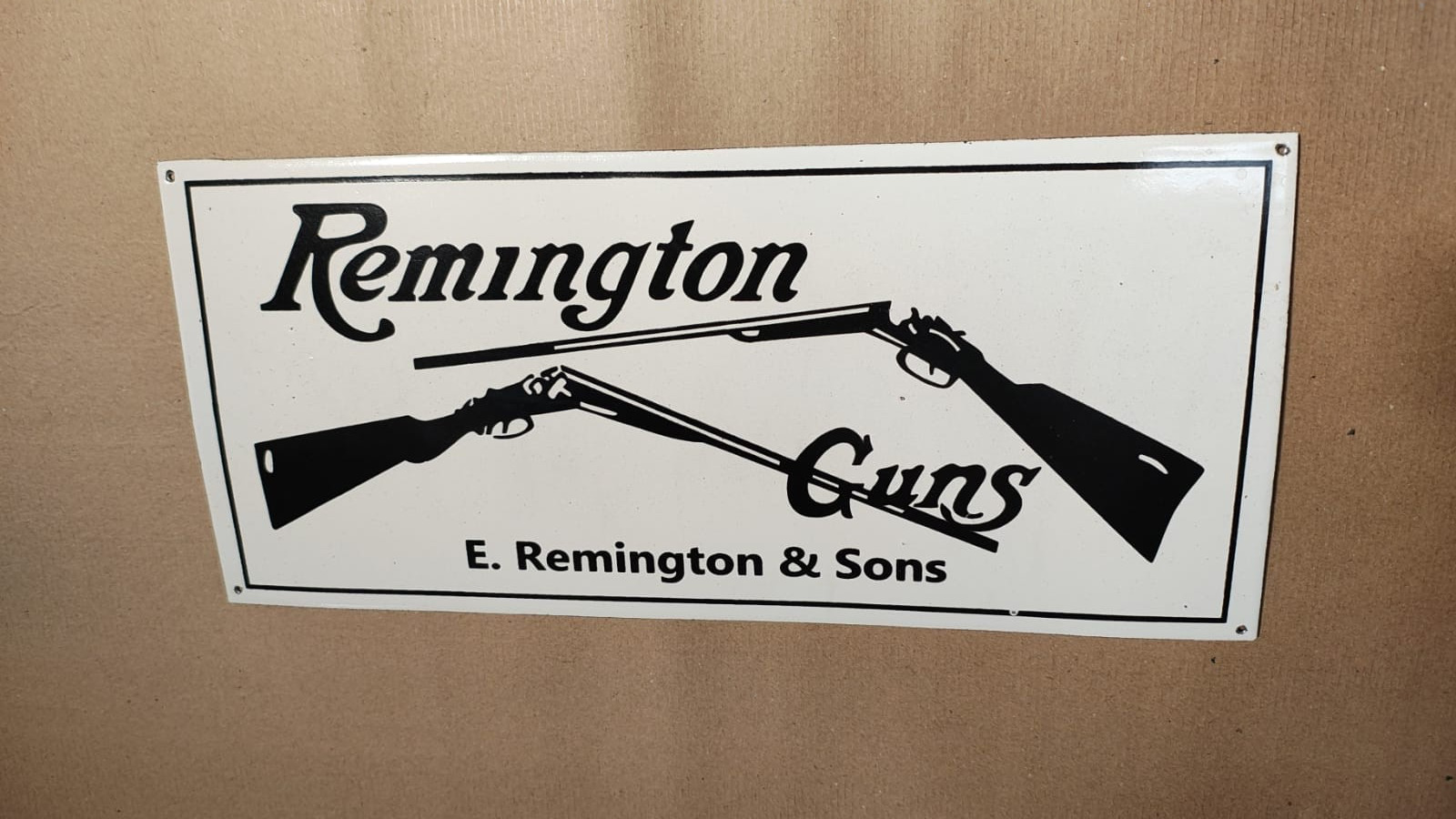 Porcelain Remington Guns Enamel Sign 20 x 9 Inches