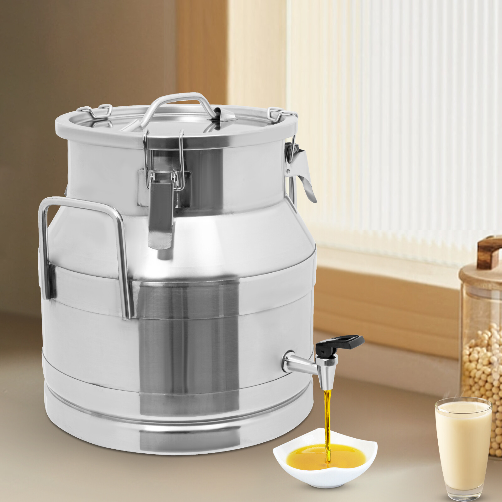 5.28 Gal 201 Stainless Steel Milk Jug With A Faucet Sealed Bucket Milk Can
