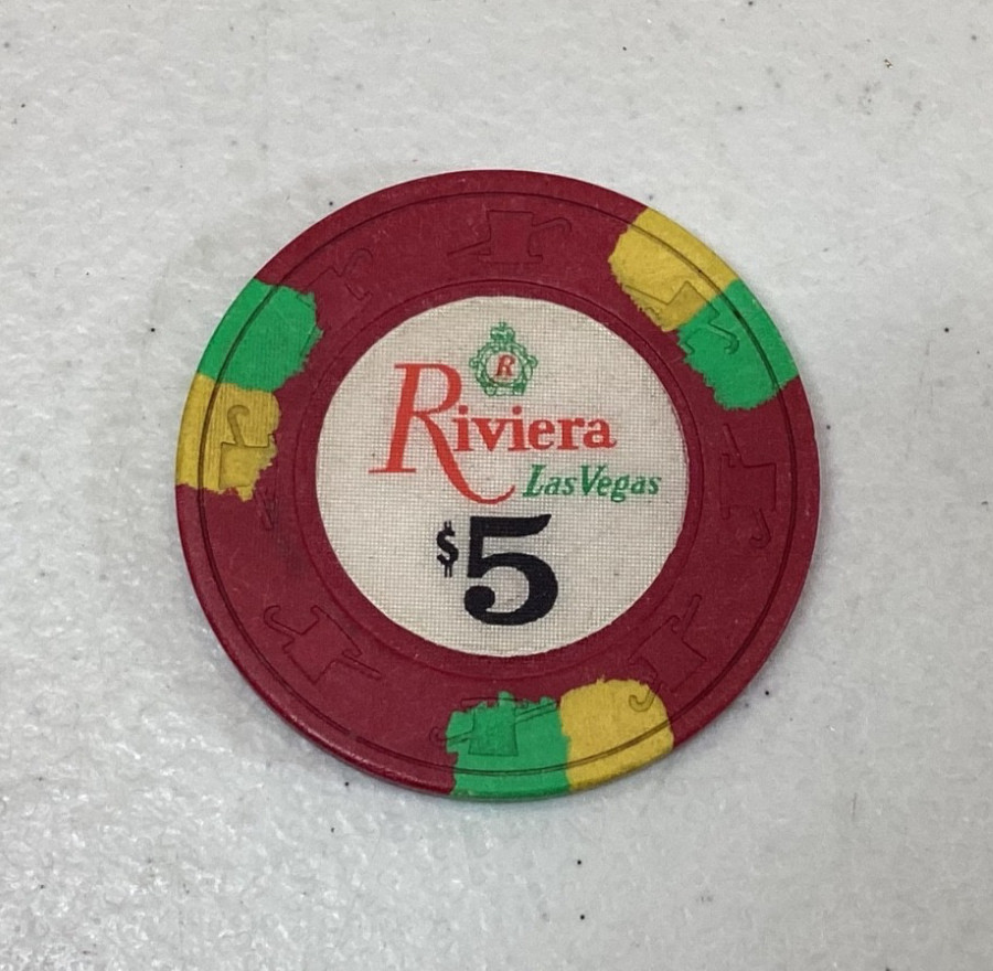 Vintage Riviera Hotel & Casino $5 Gaming Chip Las Vegas Nevada Late ‘70 Obsolete