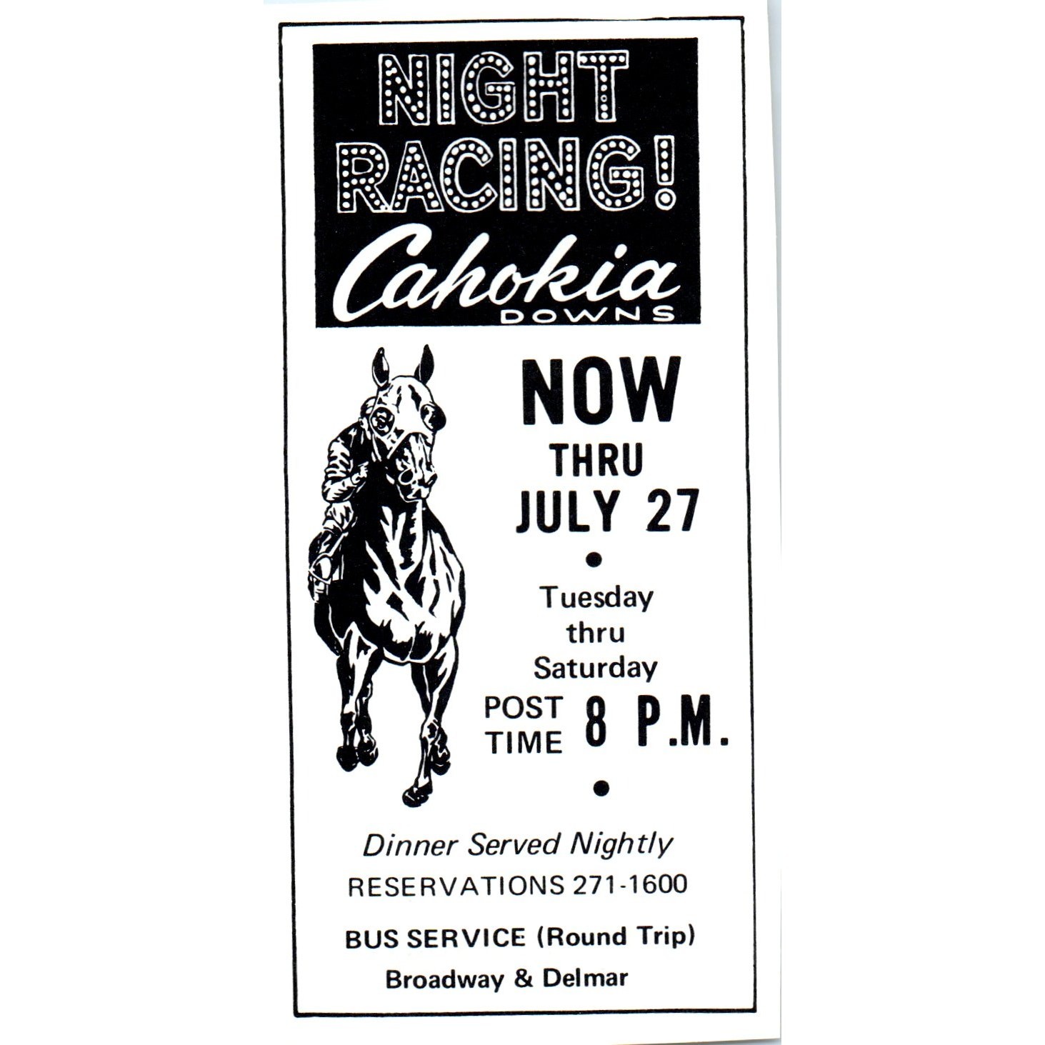 Night Racing Cahokia Downs St. Louis 1971 Magazine Ad AD8-H4