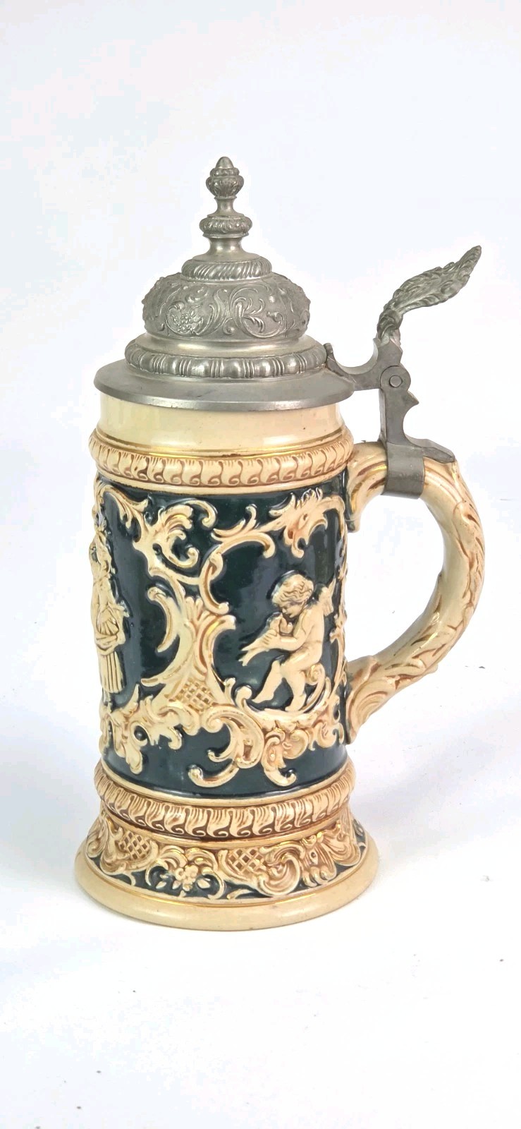 Vintage Marzi Remy German Beer Stein 231 Cherub Putti Music Dancing Couple...