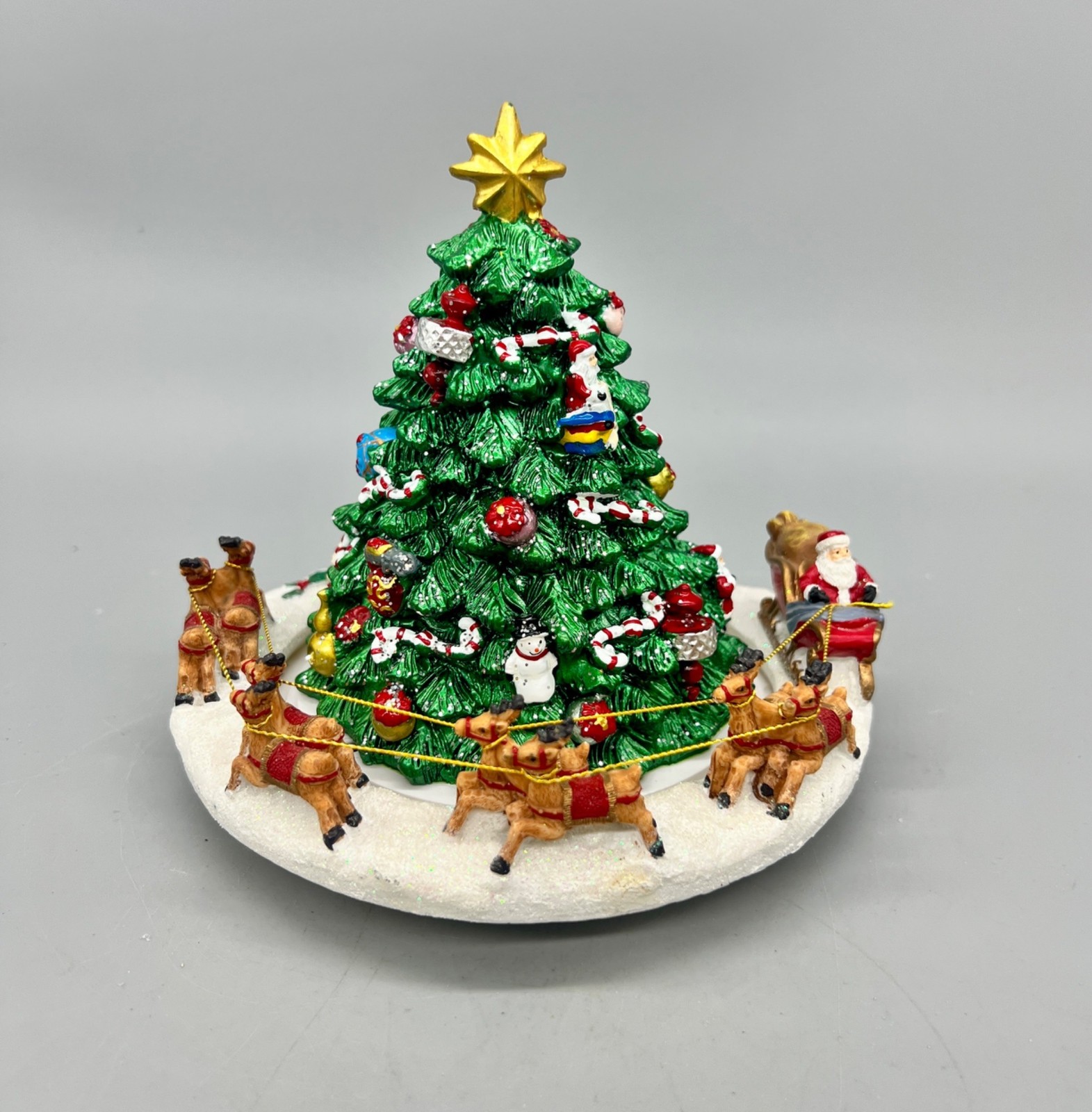 6.25” Animated Musical Christmas Tree Figurine Santa Sleigh Circles Tree 6.25” Animated Musical Christmas Tree Figurine Santa Sleigh Circles Tree
