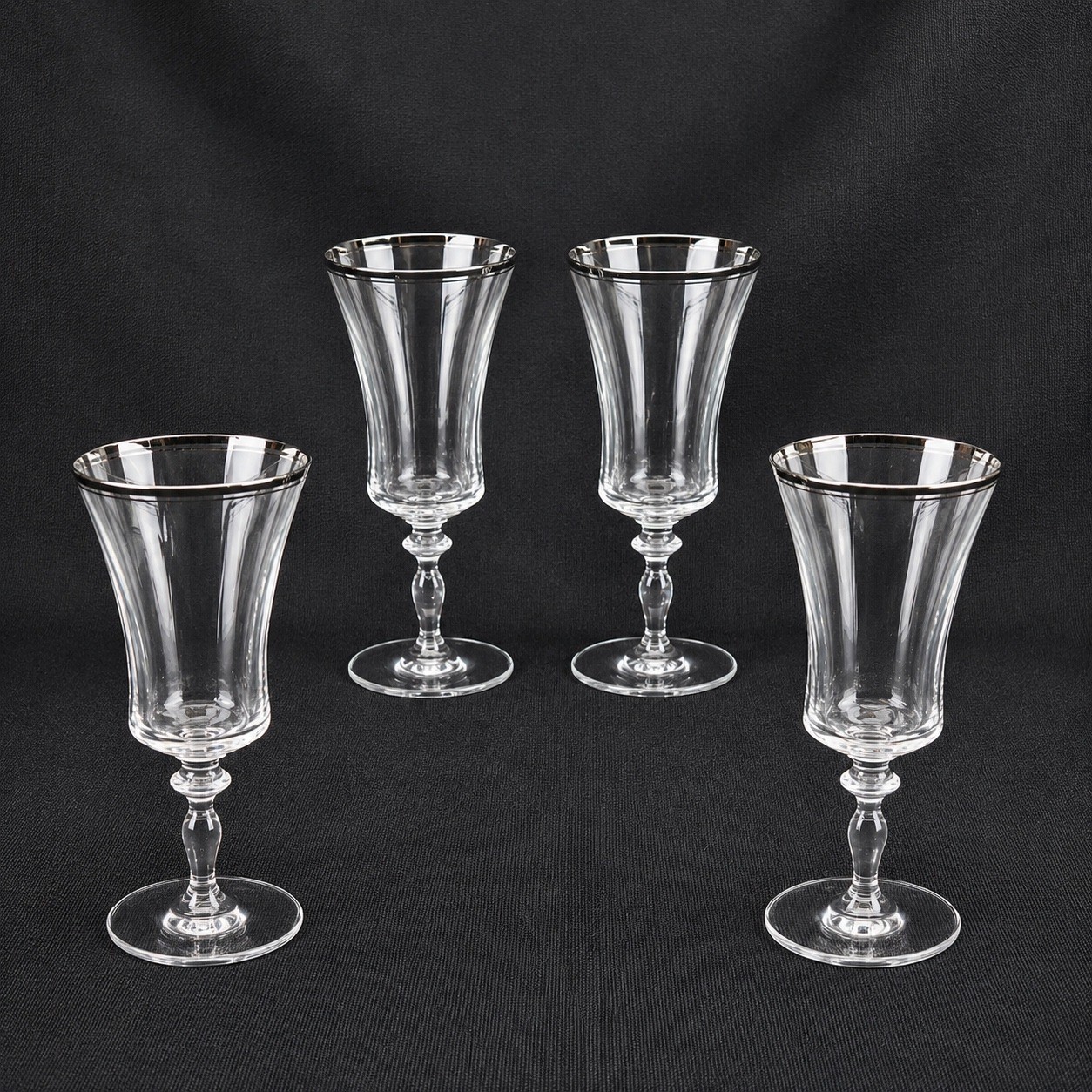 Mikasa Jamestown Platinum Ice Tea Wine Goblets Set of 4 Crystal 8.75\